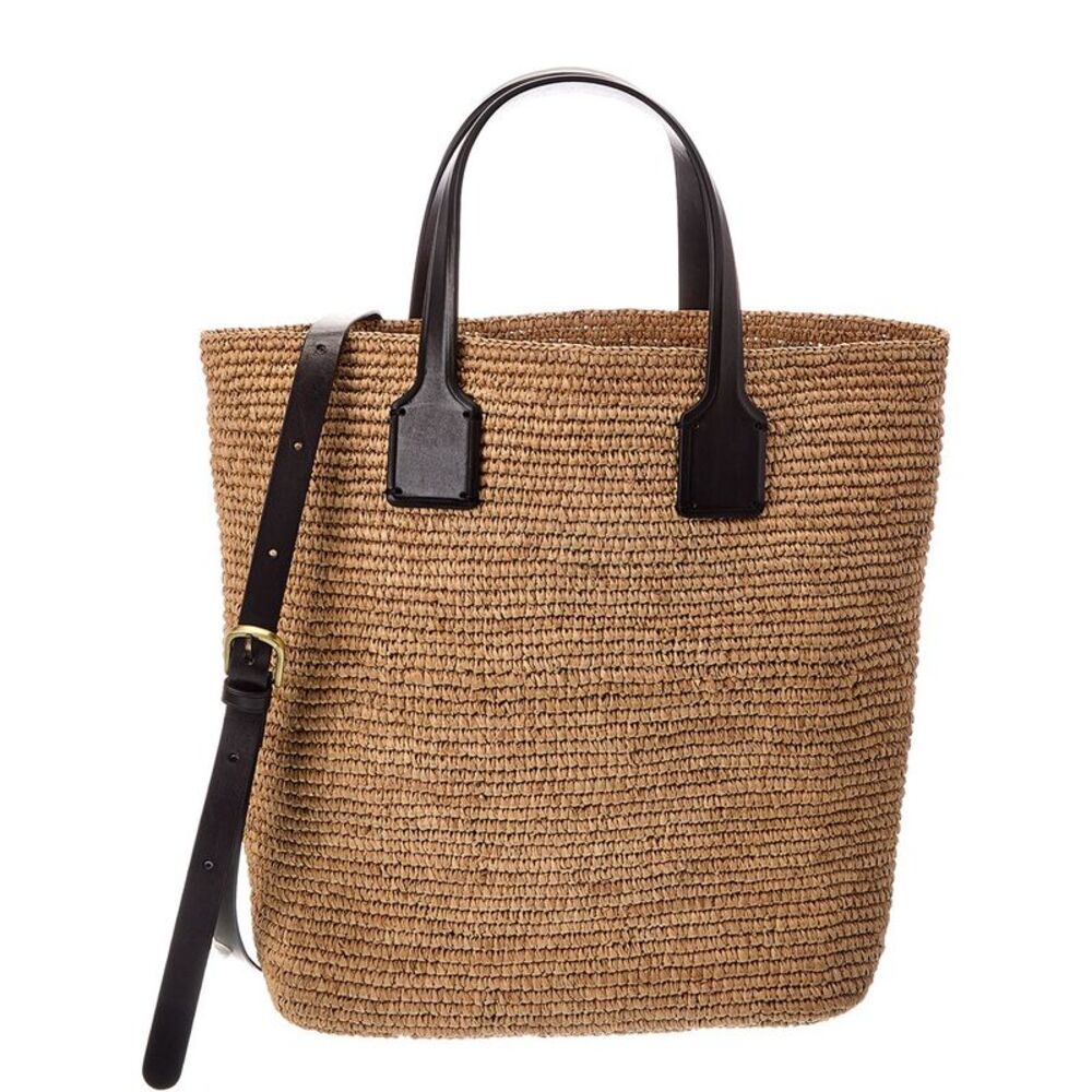 Dragon Diffusion Sacha Straw & Leather Tote, Black